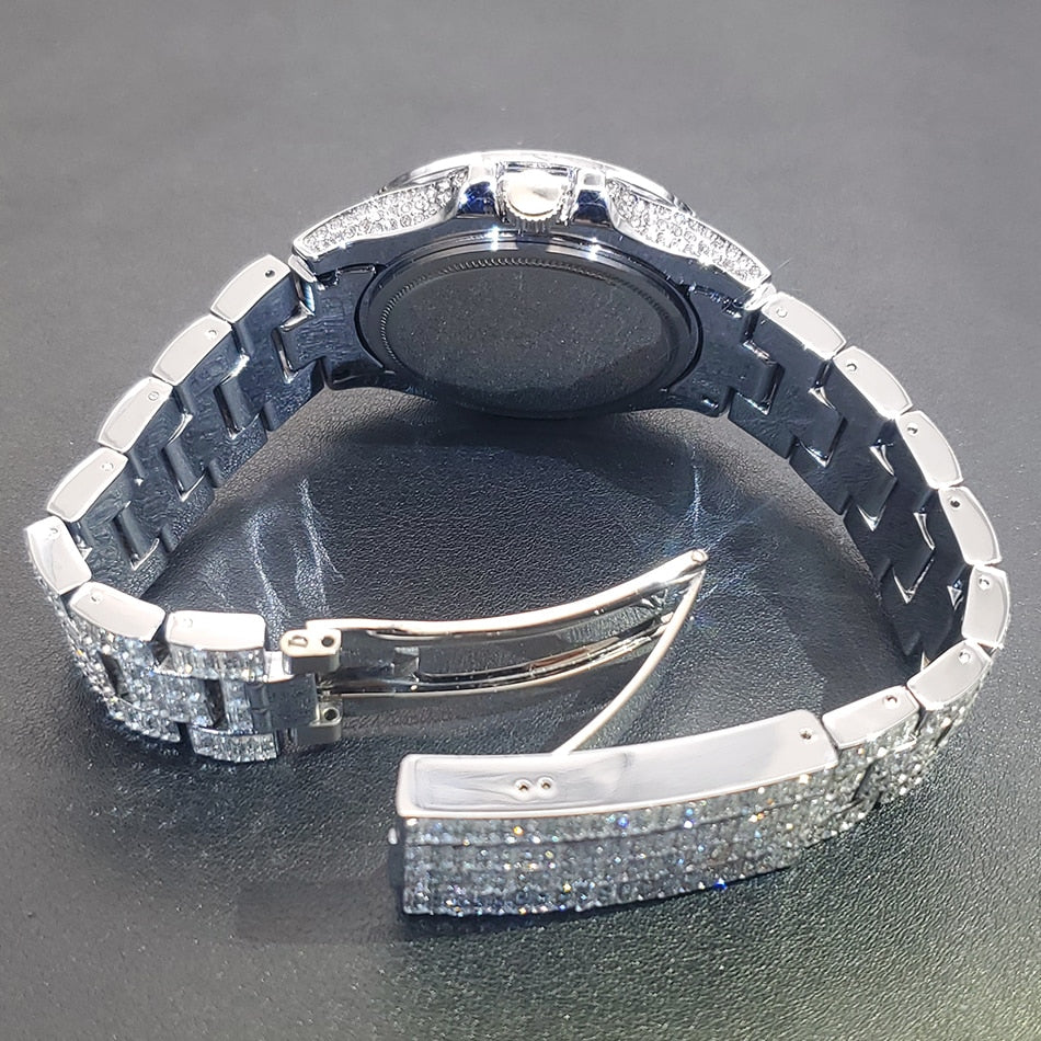 Relógio Luxo Ice Cravejado a mão - Calendário automático - ICE BRO JOIAS
