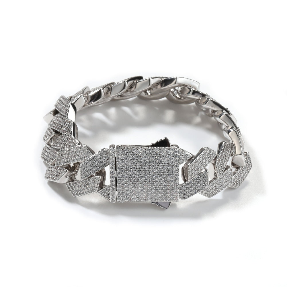 Pulseira Cuban 20mm Cravejada 4 fileiras ICE - Peça Premium (resistente à água) - ICE BRO JOIAS