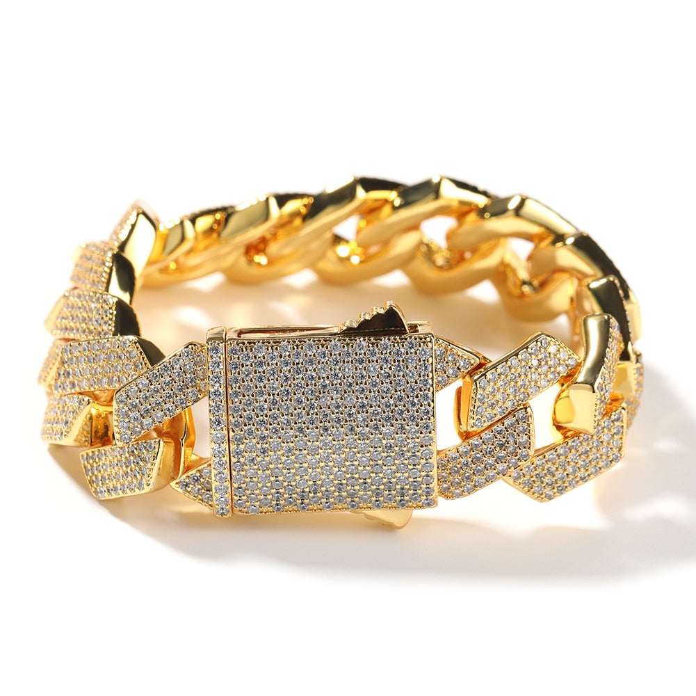 Pulseira Cuban 20mm Cravejada 4 fileiras ICE - Peça Premium (resistente à água) - ICE BRO JOIAS