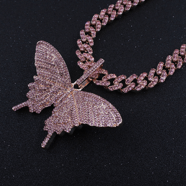 Pingente Feminino ICE Cravejado de Borboleta, com Corrente de Brinde - ICE BRO JOIAS