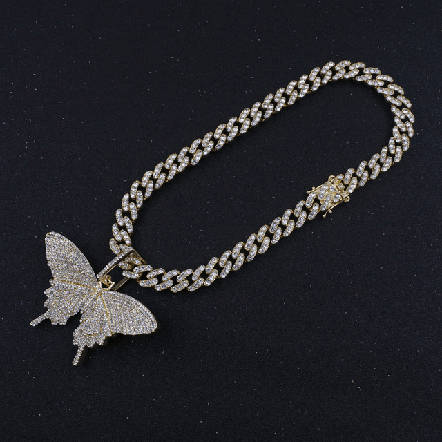 Pingente Feminino ICE Cravejado de Borboleta, com Corrente de Brinde - ICE BRO JOIAS