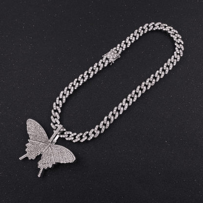 Pingente Feminino ICE Cravejado de Borboleta, com Corrente de Brinde - ICE BRO JOIAS