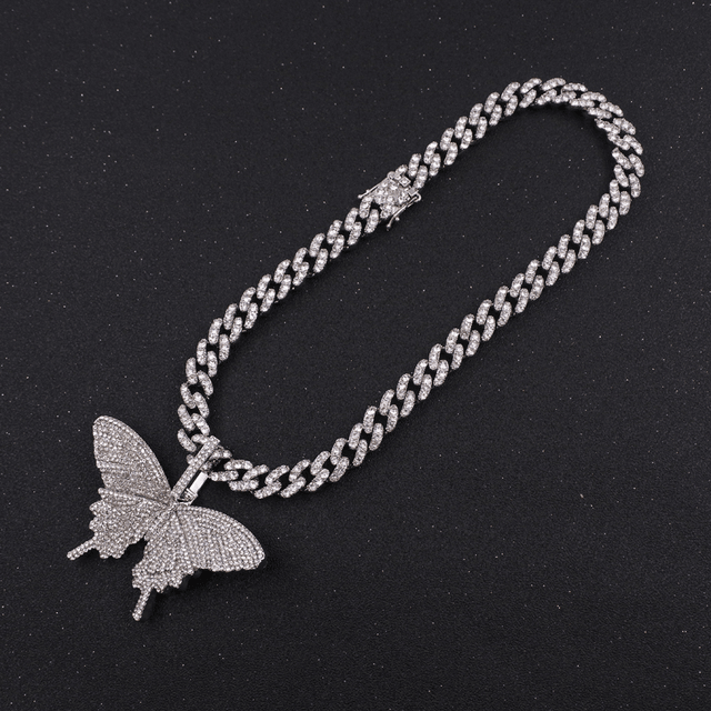 Pingente Feminino ICE Cravejado de Borboleta, com Corrente de Brinde - ICE BRO JOIAS