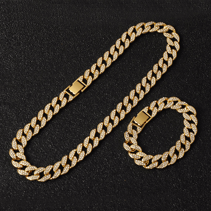 Kit Cravejado ICE Corrente Cuban 13mm 50cm, Pulseira 20cm e Relógio Luxury ICE - ICE BRO JOIAS
