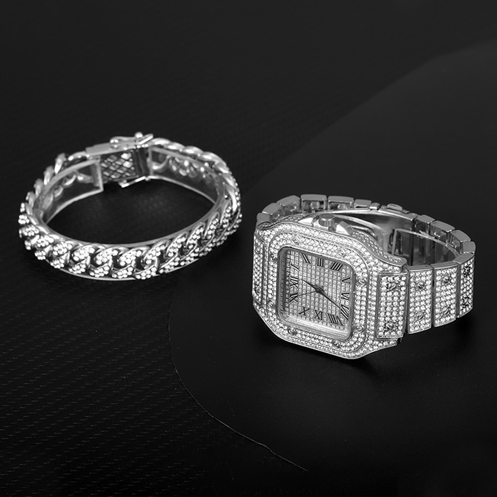 Kit Ice 3 Peças - Relógio Luxury + Pulseira Prong + Pulseira Riviera - ICE BRO JOIAS