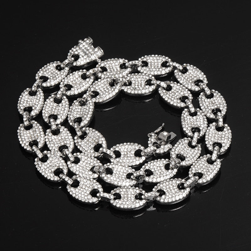 Corrente Elos 13mm Cravejada ICE com Pulseira de Brinde - ICE BRO JOIAS