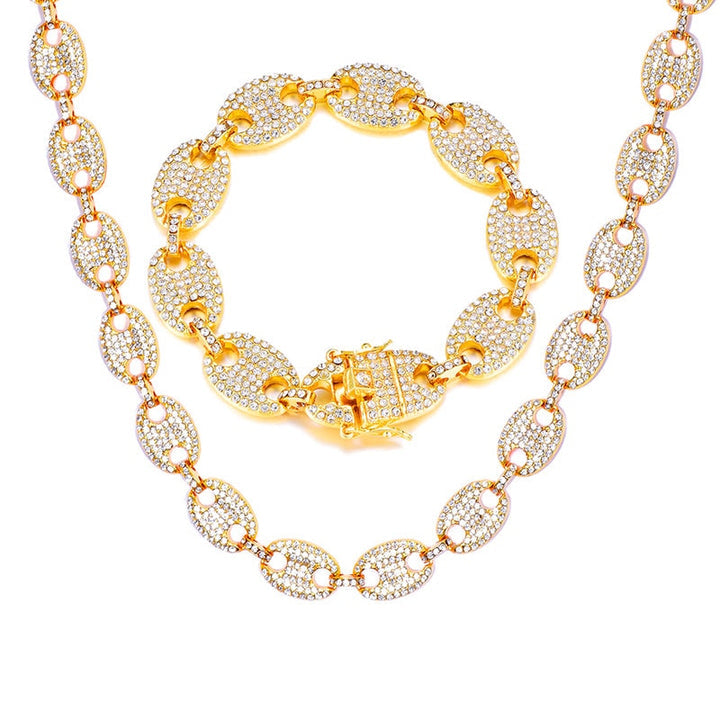 Corrente Elos 13mm Cravejada ICE com Pulseira de Brinde - ICE BRO JOIAS