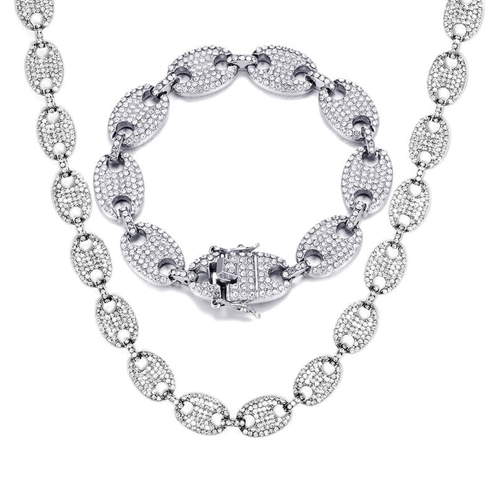 Corrente Elos 13mm Cravejada ICE com Pulseira de Brinde - ICE BRO JOIAS