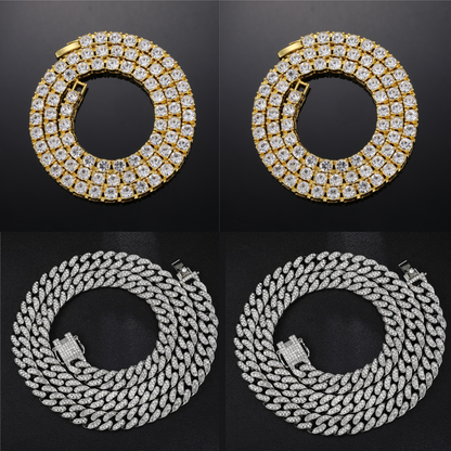 Em Promoção! - Kit Cuban+Riviera - Compre a Corrente Cuban de 13mm e ganhe a Corrente Riviera de 5mm - ICE BRO JOIAS