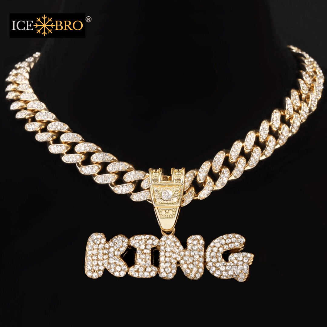 Pingente Cravejado ICE KING, com Corrente Cuban de Brinde - ICE BRO JOIAS