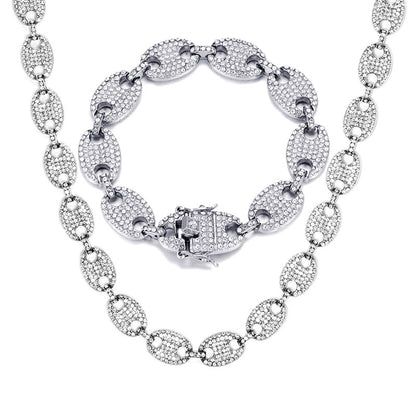 Kit Cravejado ICE Corrente 50cm, Pulseira 20cm ELOS 13mm e Relógio Luxury ICE - ICE BRO JOIAS