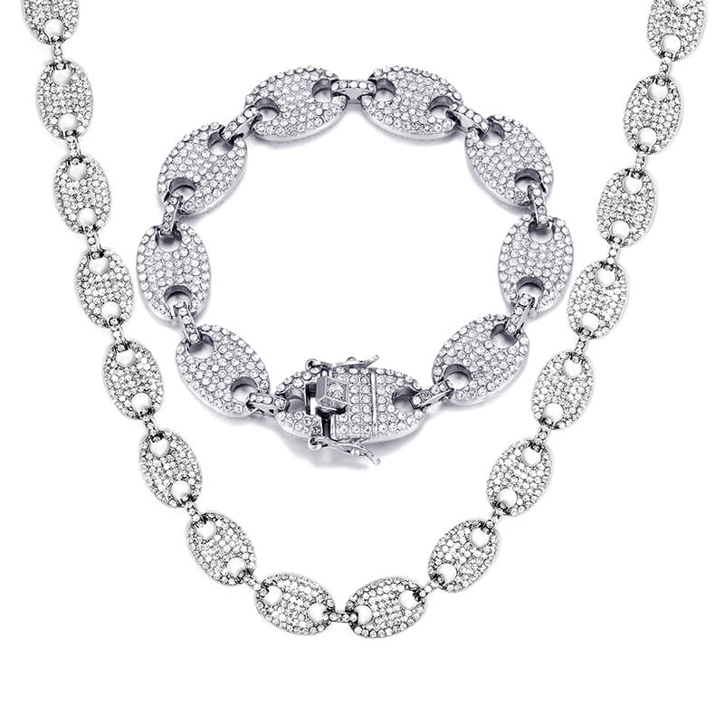 Kit Cravejado ICE Corrente 50cm, Pulseira 20cm ELOS 13mm e Relógio Luxury ICE - ICE BRO JOIAS