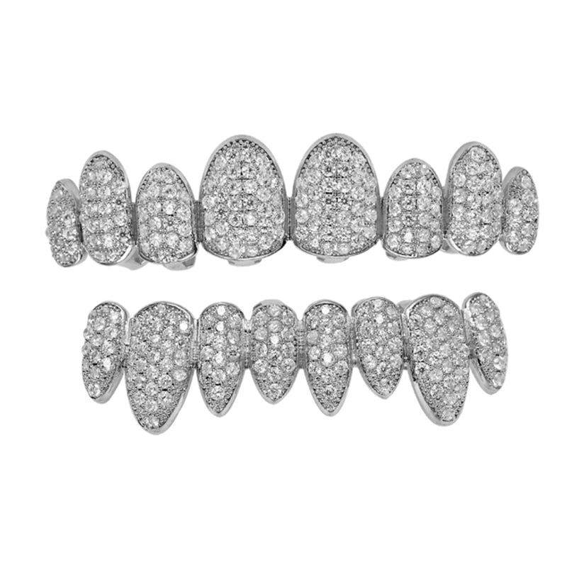 Grillz Luxo Cravejado ICE - com Molde de Silicone para ajustar aos dentes - ICE BRO JOIAS
