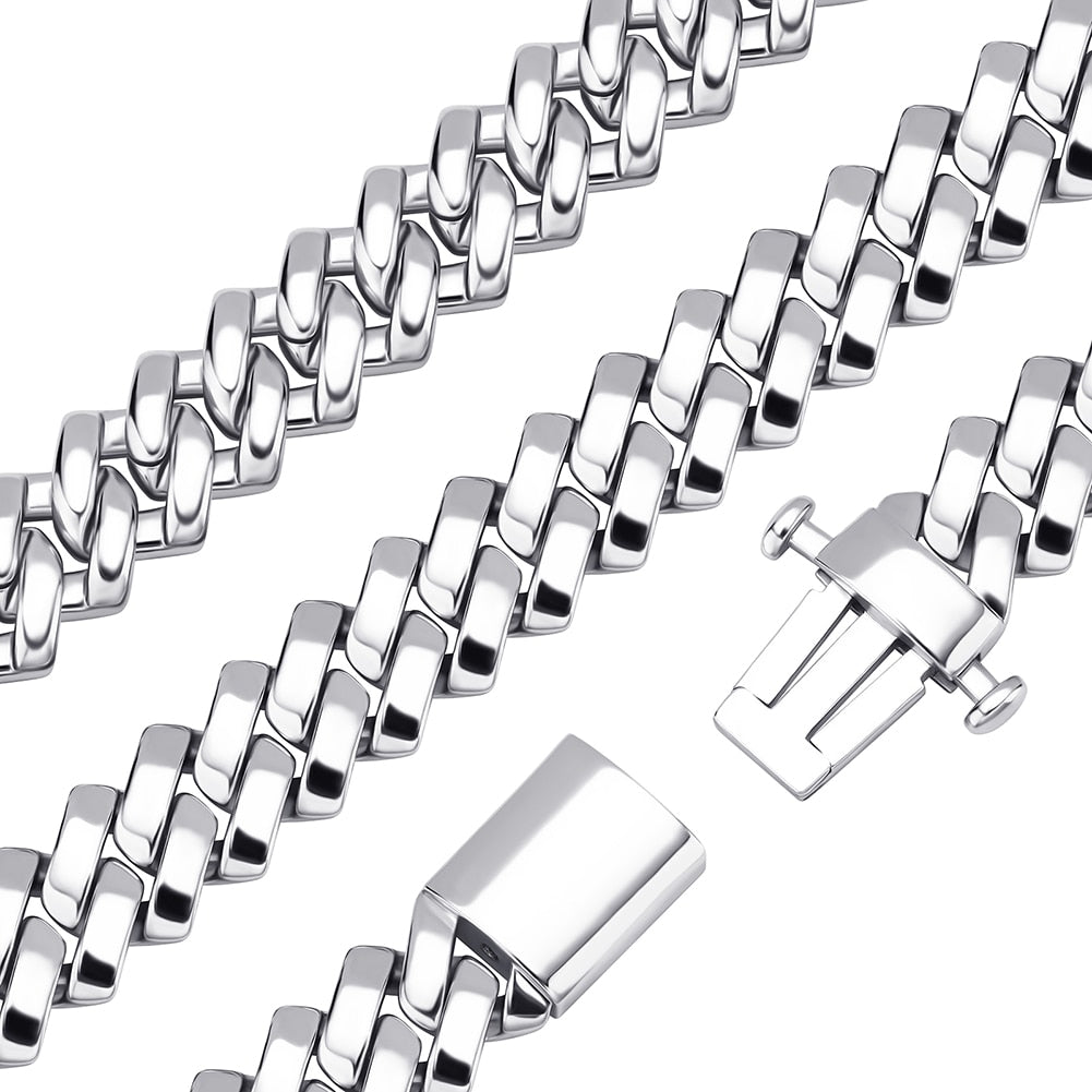Corrente Prong - Peça Lisa banhada a 10 milésimos prata ou ouro - Peça Premium (resistente à água) - ICE BRO JOIAS