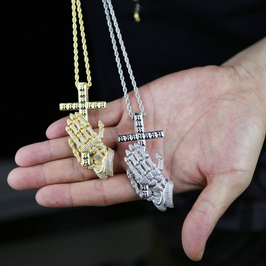 Pingente ICE Skeleton Cruz, com Corrente Rope ou Cuban de Brinde - ICE BRO JOIAS