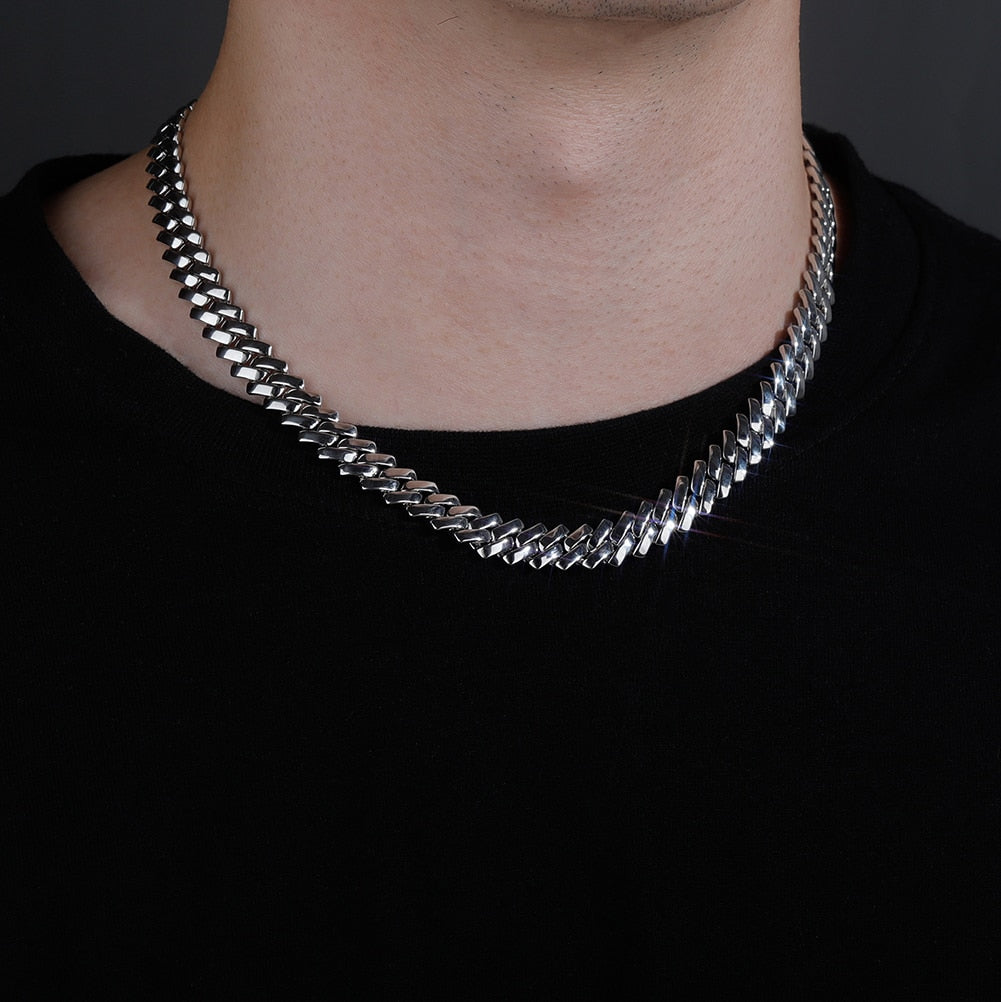 Corrente Prong - Peça Lisa banhada a 10 milésimos prata ou ouro - Peça Premium (resistente à água) - ICE BRO JOIAS