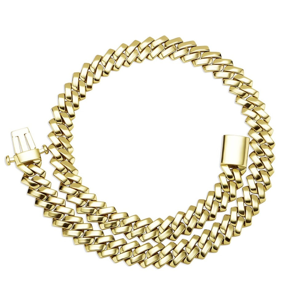 Corrente Prong - Peça Lisa banhada a 10 milésimos prata ou ouro - Peça Premium (resistente à água) - ICE BRO JOIAS