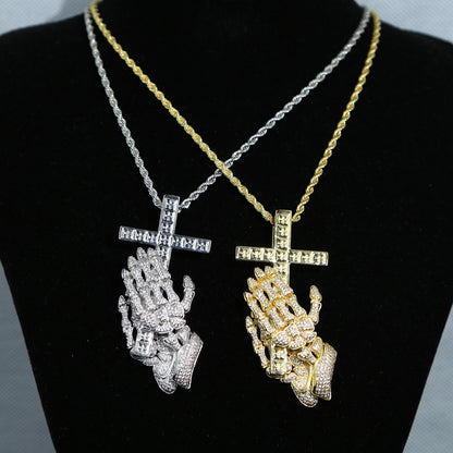 Pingente ICE Skeleton Cruz, com Corrente Rope ou Cuban de Brinde - ICE BRO JOIAS