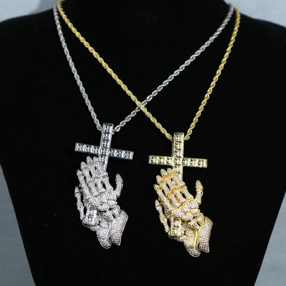 Pingente ICE Skeleton Cruz, com Corrente Rope ou Cuban de Brinde - ICE BRO JOIAS