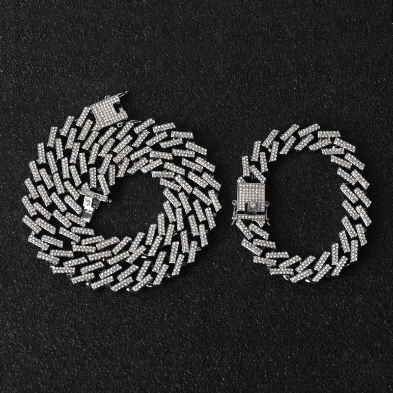 Kit Prong ICE 3 peças - Corrente 13mm, Pulseira 13mm e Relógio Cravejado - ICE BRO JOIAS