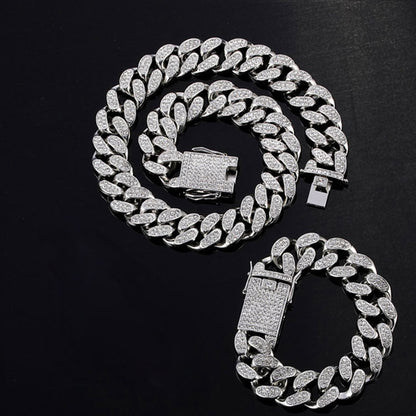Kit Ice 2 peças - Corrente Cuban 20mm (50cm) + Pulseira Cuban 20mm (20cm) - ICE BRO JOIAS