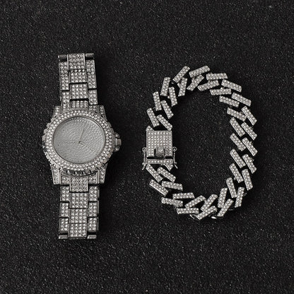 Kit Prong ICE Cravejado - Pulseira 13mm e Relógio Cravejado. - ICE BRO JOIAS