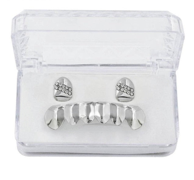 Grillz Luxo Cravejado ICE - com Molde de Silicone para ajustar aos dentes - ICE BRO JOIAS