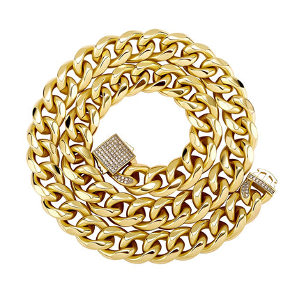 Corrente Cuban 12mm - Peça Lisa - banhada a 10 milésimos prata ou ouro - Peça Premium (resistente à água) - ICE BRO JOIAS