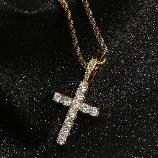 Pingente de Cruz cravejada e ganhe a Corrente Rope de brinde - ICE BRO JOIAS