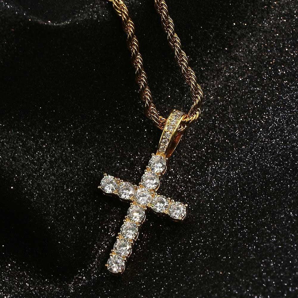 Pingente de Cruz cravejada e ganhe a Corrente Rope de brinde - ICE BRO JOIAS
