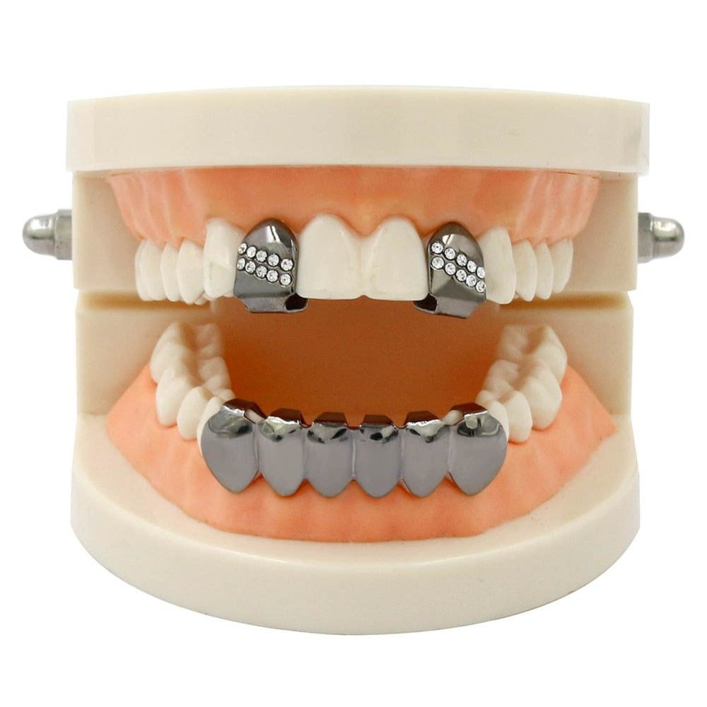 Grillz Luxo Cravejado ICE - com Molde de Silicone para ajustar aos dentes - ICE BRO JOIAS