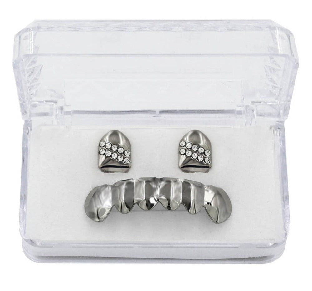 Grillz Luxo Cravejado ICE - com Molde de Silicone para ajustar aos dentes - ICE BRO JOIAS