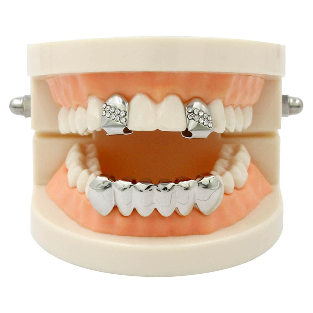 Grillz Luxo Cravejado ICE - com Molde de Silicone para ajustar aos dentes - ICE BRO JOIAS