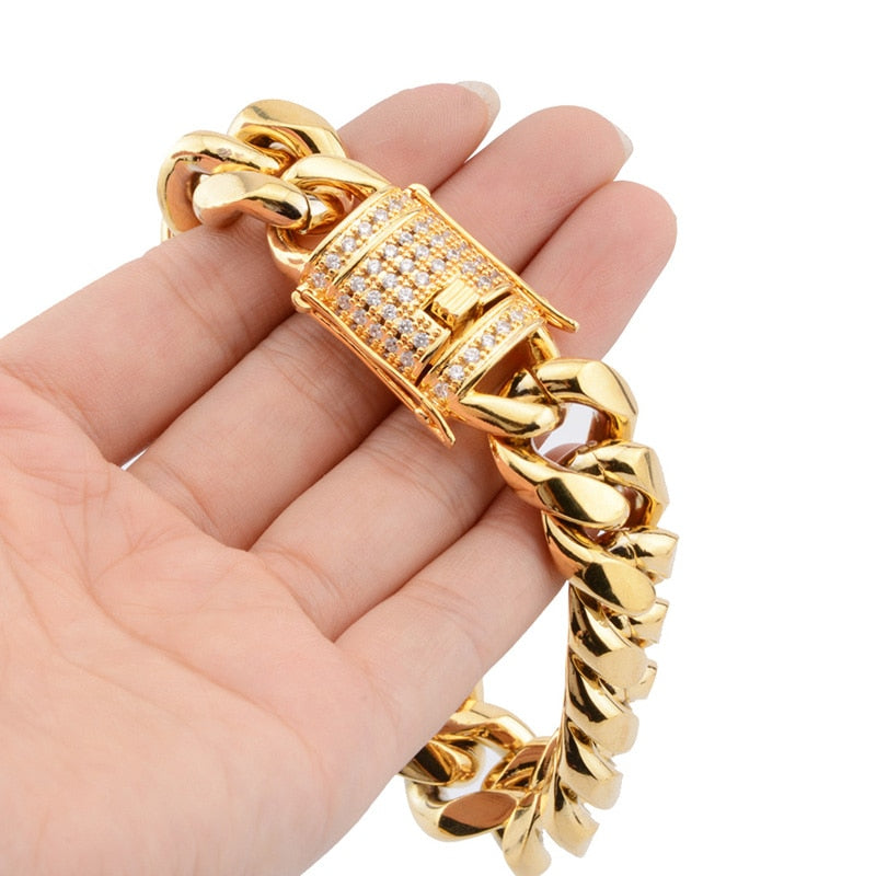 Pulseira Miami Cuban 18k - Peça Premium (resistente à água) - ICE BRO JOIAS