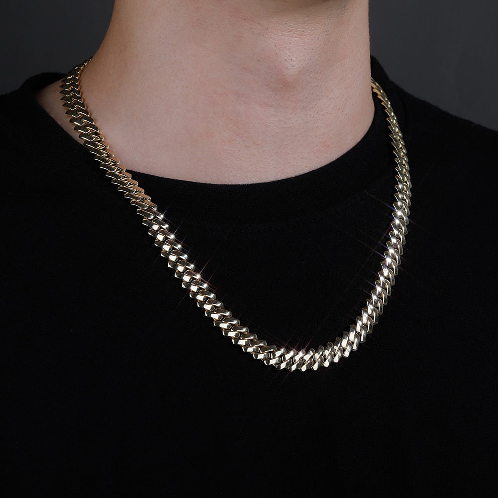 Corrente Prong - Peça Lisa banhada a 10 milésimos prata ou ouro - Peça Premium (resistente à água) - ICE BRO JOIAS