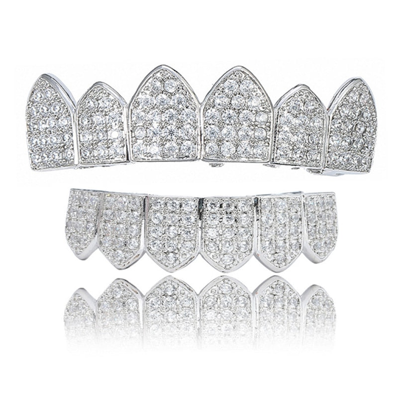 Grillz Luxo Cravejado ICE - com Molde de Silicone para ajustar aos dentes - ICE BRO JOIAS
