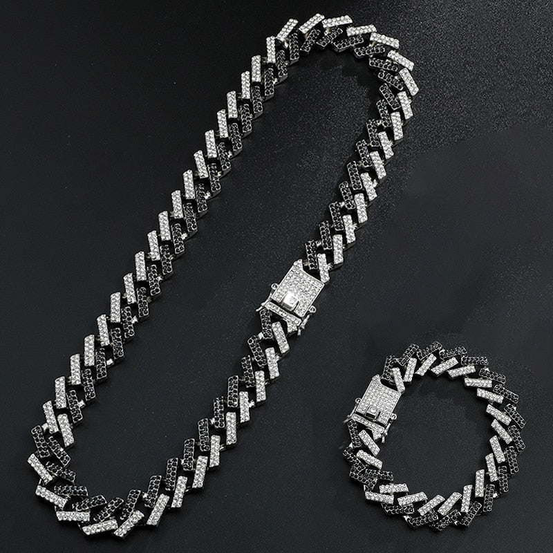 Kit Ice Colorido 2 peças - Corrente Prong de 15mm + Pulseira Prong de 15mm - ICE BRO JOIAS