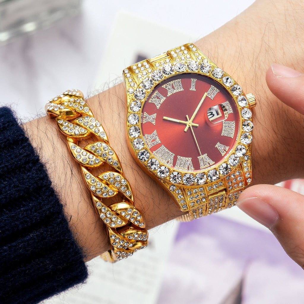 Compre o Relógio Holly Cravejado ICE e Ganhe a Pulseira Cuban Grátis - ICE BRO JOIAS