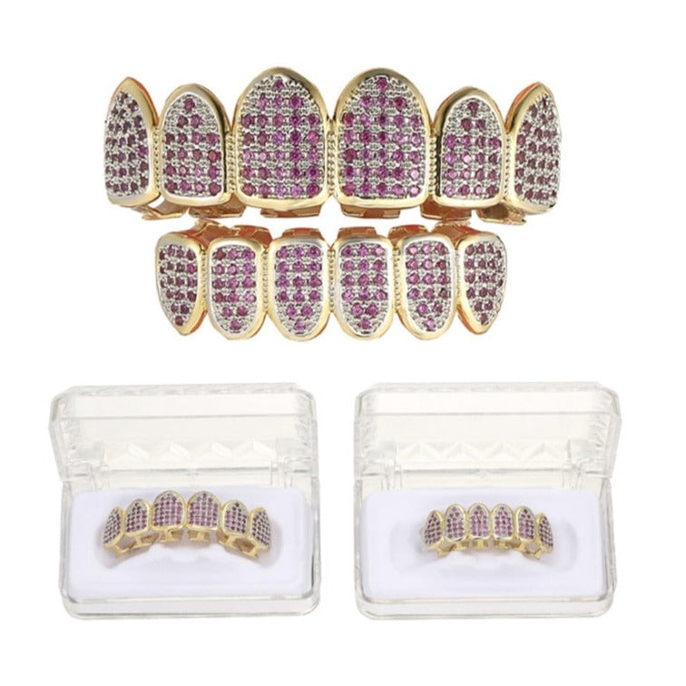 Grillz Luxo Cravejado ICE - com Molde de Silicone para ajustar aos dentes - ICE BRO JOIAS