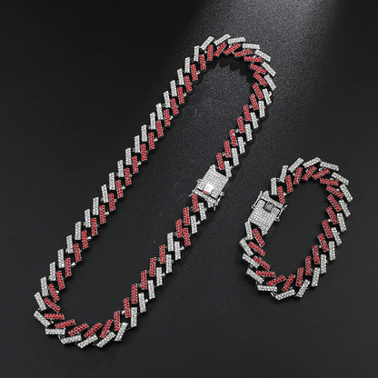Kit Ice Colorido 2 peças - Corrente Prong de 15mm + Pulseira Prong de 15mm - ICE BRO JOIAS