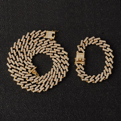 Kit Prong ICE 3 peças - Corrente 13mm, Pulseira 13mm e Relógio Cravejado - ICE BRO JOIAS