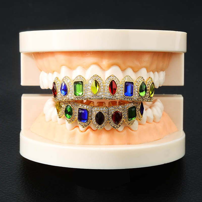 Grillz Luxo Cravejado ICE - com Molde de Silicone para ajustar aos dentes - ICE BRO JOIAS