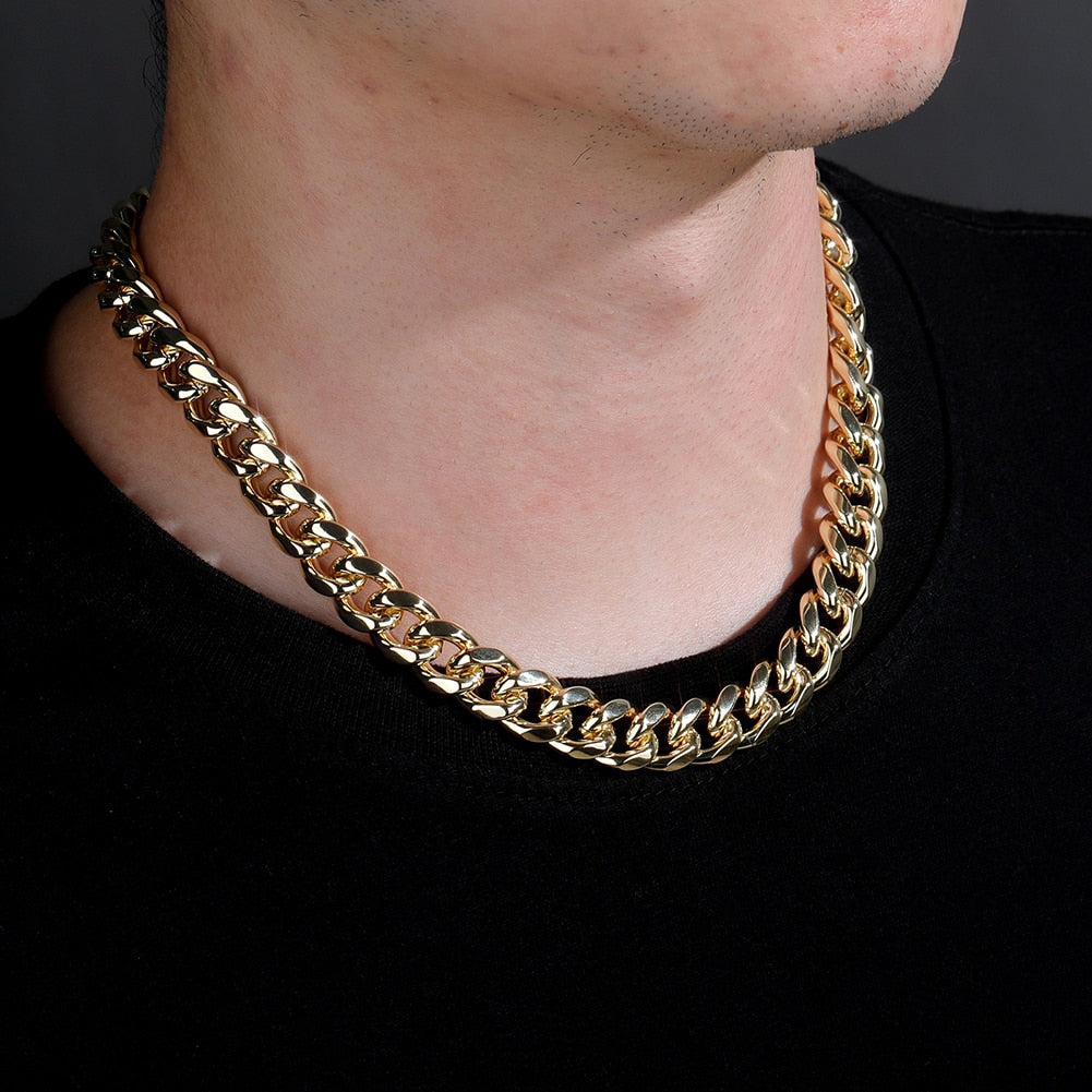 Corrente Cuban 12mm - Peça Lisa - banhada a 10 milésimos prata ou ouro - Peça Premium (resistente à água) - ICE BRO JOIAS