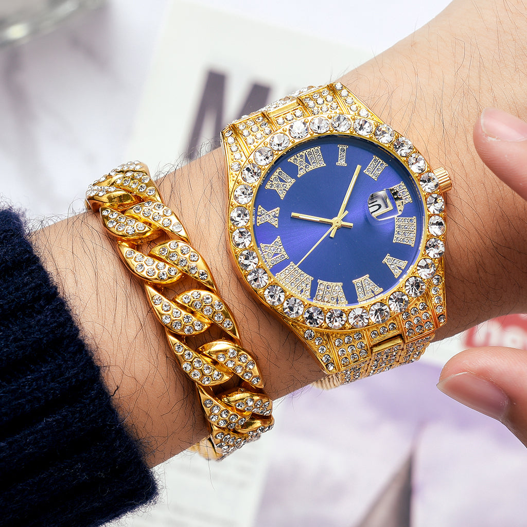 Compre o Relógio Holly Cravejado ICE e Ganhe a Pulseira Cuban Grátis - ICE BRO JOIAS