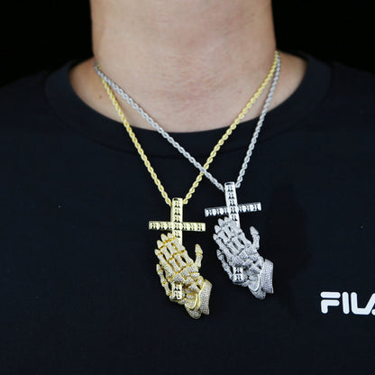 Pingente ICE Skeleton Cruz, com Corrente Rope ou Cuban de Brinde - ICE BRO JOIAS