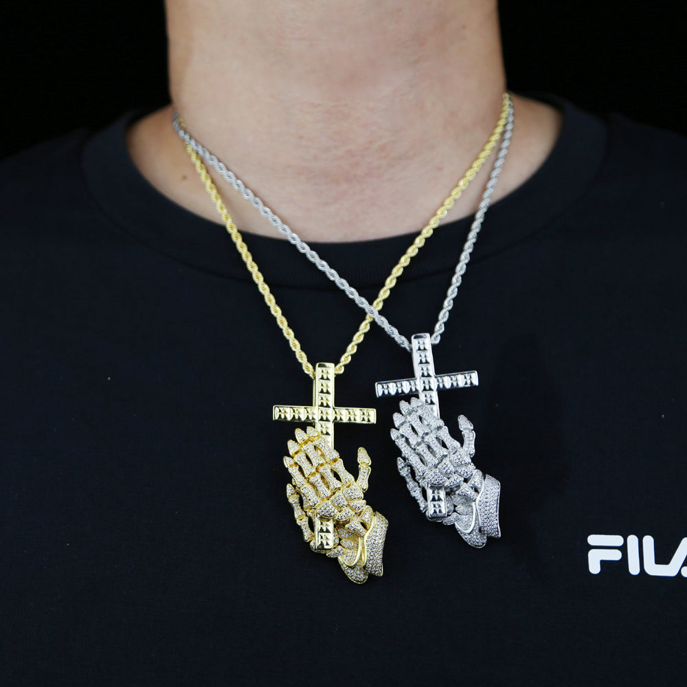Pingente ICE Skeleton Cruz, com Corrente Rope ou Cuban de Brinde - ICE BRO JOIAS