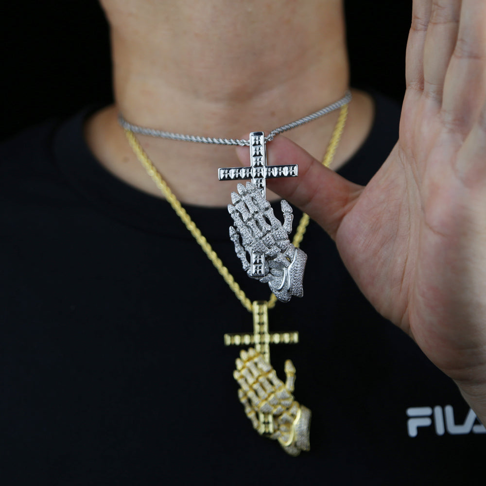Pingente ICE Skeleton Cruz, com Corrente Rope ou Cuban de Brinde - ICE BRO JOIAS