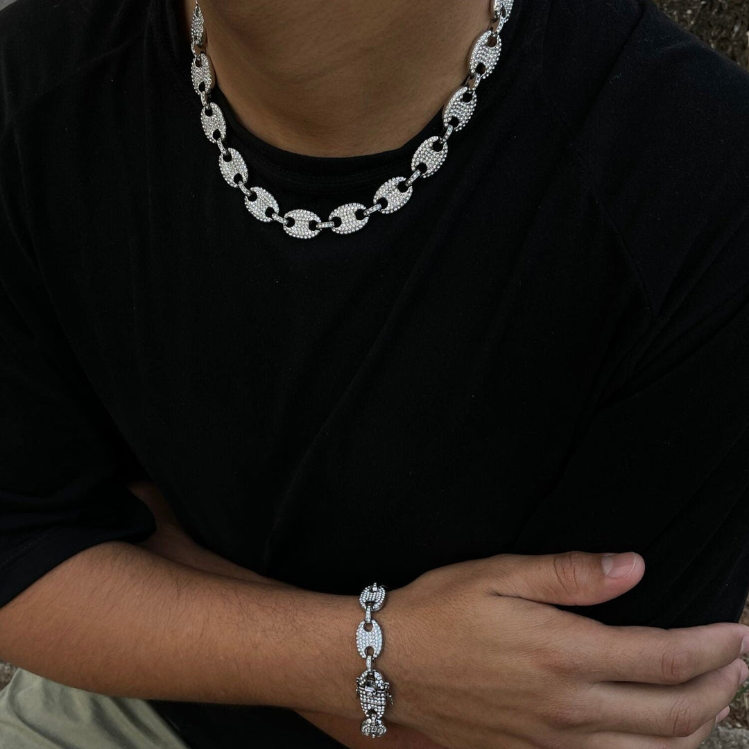 Corrente Elos 13mm Cravejada ICE com Pulseira de Brinde - ICE BRO JOIAS