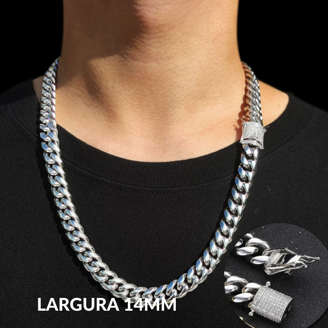 Corrente Cuban 18k fecho cravejado ICE - Peça Premium (resistente à água) - ICE BRO JOIAS