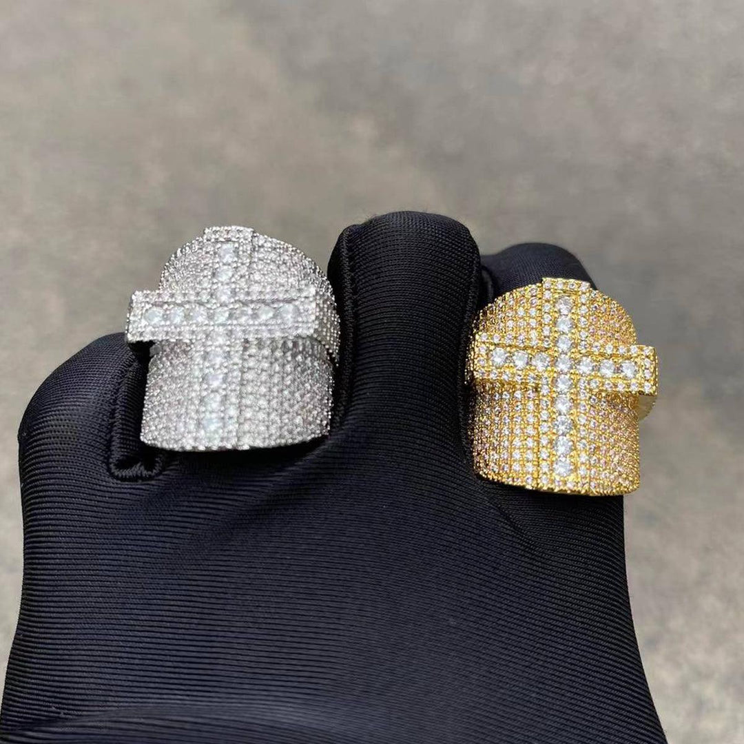 Anel Cravejado Cruz - ICE BRO JOIAS